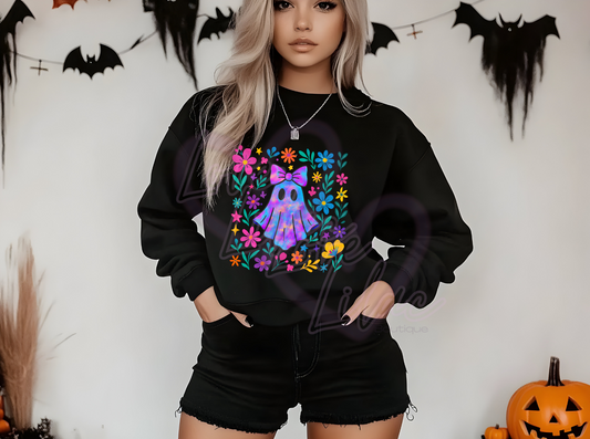 Neon Floral Ghost